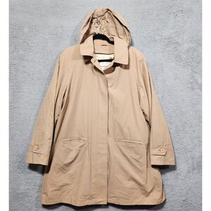 London Fog Coat Womens XL Hooded Fleece Lined Button Removable Lining Hood Khaki